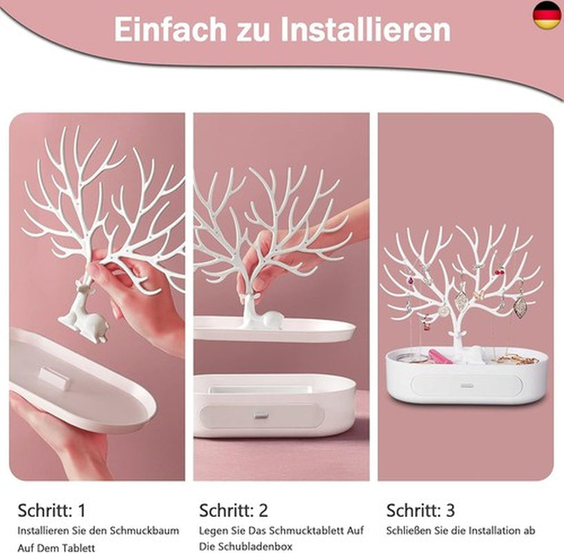 Penobon Geweih Schmuckständer Mit Schubladen, Schmuckbaum Mädchen, S