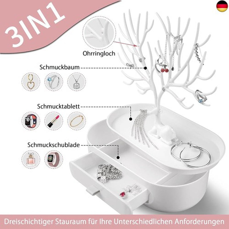 Penobon Geweih Schmuckständer Mit Schubladen, Schmuckbaum Mädchen, S