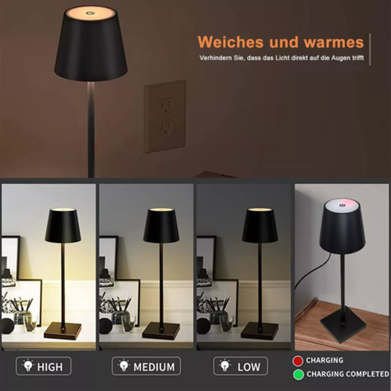 DIMMBAR LED AKKU TISCHLEUCHTE TISCHLAMPE LED LAMPE USB-NACHTTISCHLAMPEN
