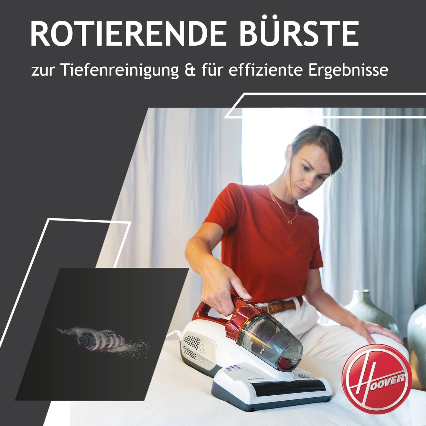 Hoover Ultra Vortex Milbensauger Mit Uv-Licht, Bekämpft Bettwanzen – Polsterreiniger Entfernt 99,9% Bakterien, Allergene, Staub-Milben – Matratzenreiniger Für Hygienische Reinigung, Für Allergiker