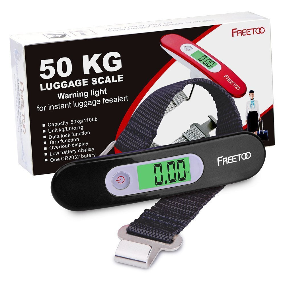 Gepäckwaage Tragbare Digitale Kofferwaage Lcd-Anzeige Mit Hintergrundbeleuchtung Tara-Funktion Praktisch Für Reisen/Familienleben Bis 50KG (Schwarz)