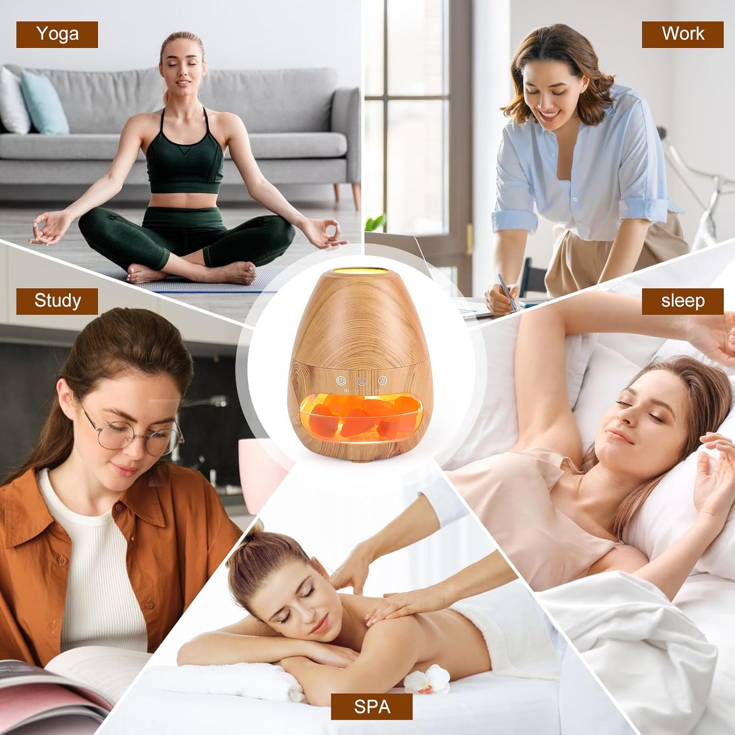 2-In-1 Aroma Diffuser & Salt Range Pakistan Leuchte, Aroma Diffuser Mit Flammen Effekt, 200 Ml Befeuchter, Diffusor Für Ätherische Öle, Aromatherapie Düfte Luftbefeuchter Mit 2-Helligkeit