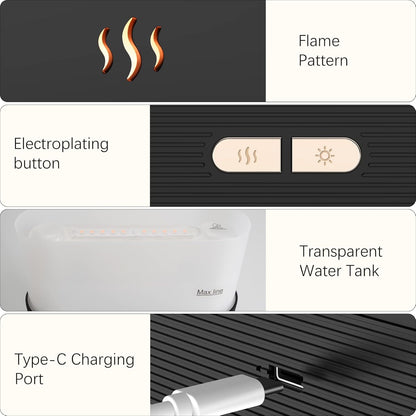 Jeebel Aroma Diffuser Mit Flammen Effekt - Diffusor Für Ätherische Öle Mit Ultraschall Vernebler, Wasserlose Abschaltautomatik - 180Ml Mini Luftbefeuchter Für Aromatherapie Im Schlafzimmer, Büro