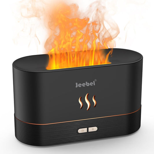 Jeebel Aroma Diffuser Mit Flammen Effekt - Diffusor Für Ätherische Öle Mit Ultraschall Vernebler, Wasserlose Abschaltautomatik - 180Ml Mini Luftbefeuchter Für Aromatherapie Im Schlafzimmer, Büro