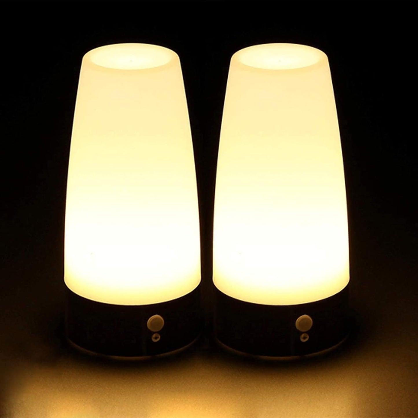 2Er Set LED Bewegungsmelder Tischleuchte Nachtlicht Led-Tischlampe Mit Kabellosem Pir-Bewegungssensor Verwenden 3X 1,5VAAA Batterie[Energieklasse A+] (Rund)