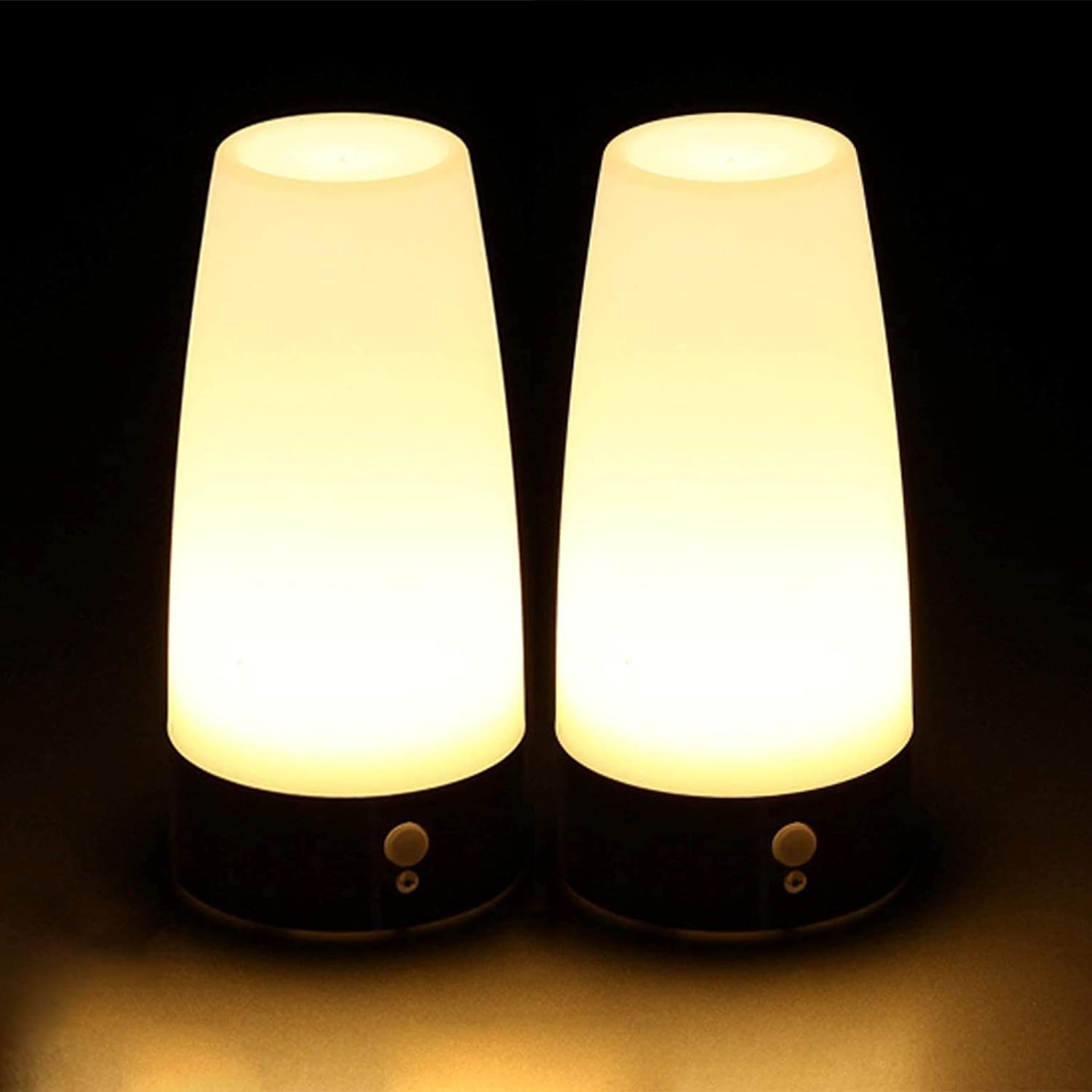 2Er Set LED Bewegungsmelder Tischleuchte Nachtlicht Led-Tischlampe Mit Kabellosem Pir-Bewegungssensor Verwenden 3X 1,5VAAA Batterie[Energieklasse A+] (Rund)