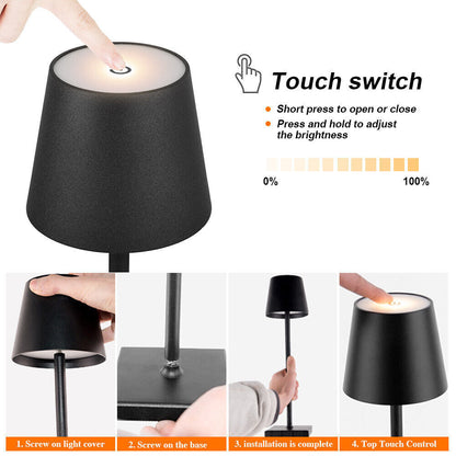 DIMMBAR LED AKKU TISCHLEUCHTE TISCHLAMPE LED LAMPE USB-NACHTTISCHLAMPEN