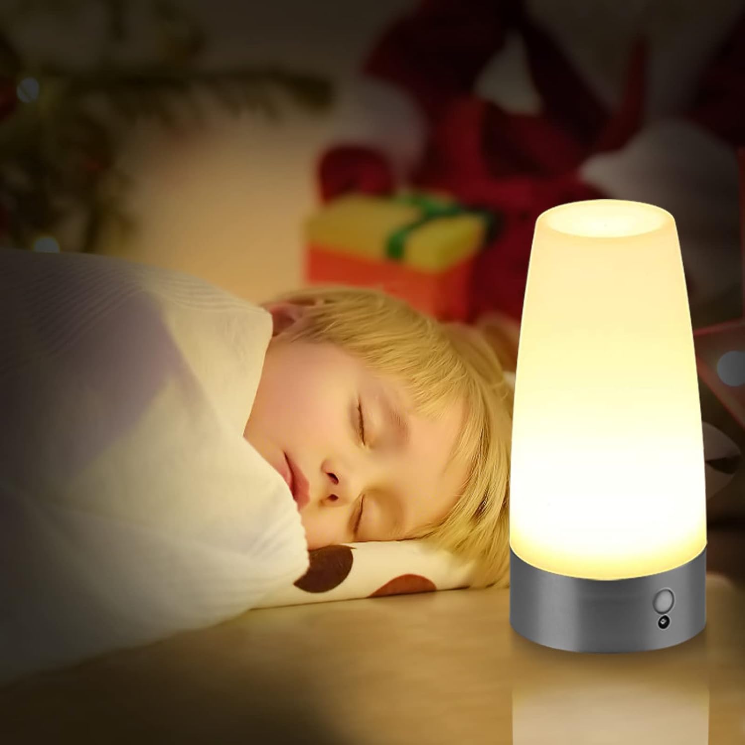 2Er Set LED Bewegungsmelder Tischleuchte Nachtlicht Led-Tischlampe Mit Kabellosem Pir-Bewegungssensor Verwenden 3X 1,5VAAA Batterie[Energieklasse A+] (Rund)