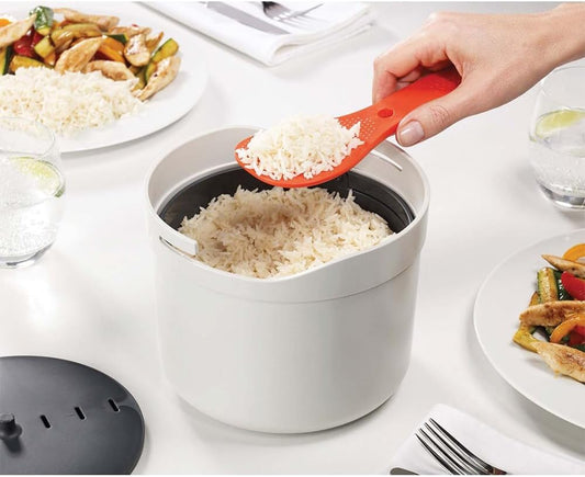Joseph Joseph M-Cuisine - Mikrowellen Reis Und Getreidekocher Dampfgarer, 2 Liter - Stein/Orange