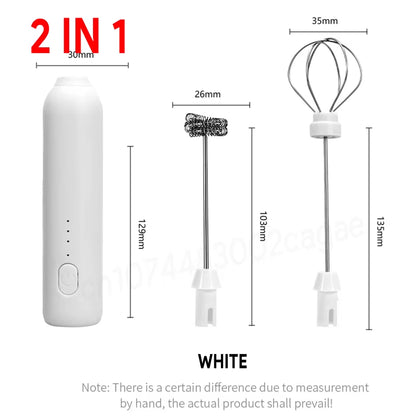 Wireless Milk Frother Electric Type-C Handheld Blender Stainless Steel Mini Coffee Maker Whisk Mixer for Coffee Cappuccino Cream