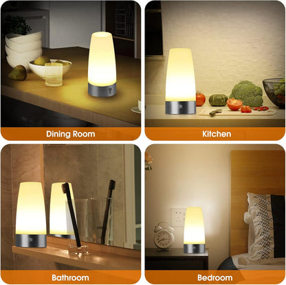 2Er Set LED Bewegungsmelder Tischleuchte Nachtlicht Led-Tischlampe Mit Kabellosem Pir-Bewegungssensor Verwenden 3X 1,5VAAA Batterie[Energieklasse A+] (Rund)